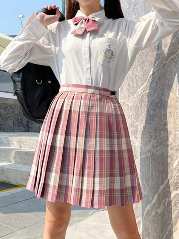 Girls Preppy Pleated High-Waist A-Line Mini Skirt