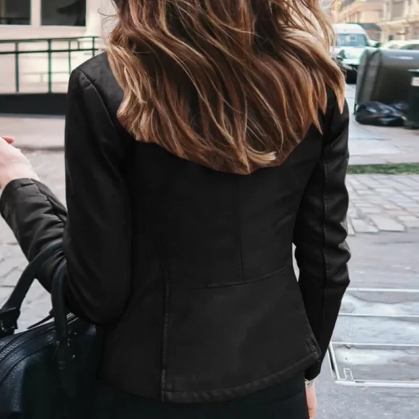 Women's Classic Slim-Fit Faux Leather Jacket