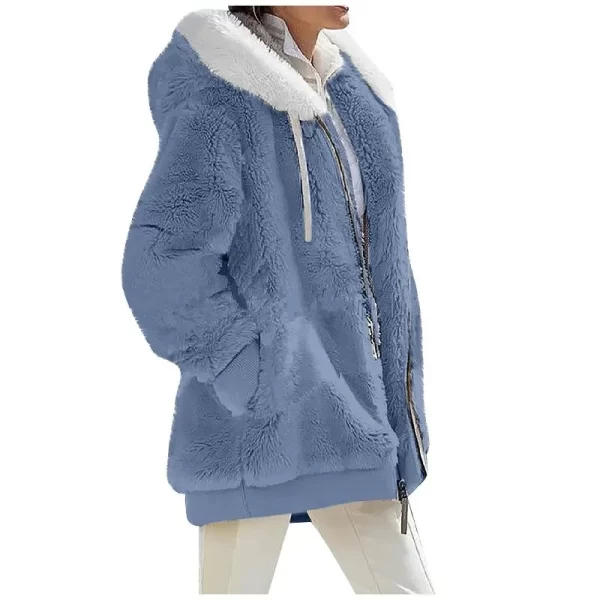 Women's Casual Zipper Cashmere Fleece Hooded Jacket