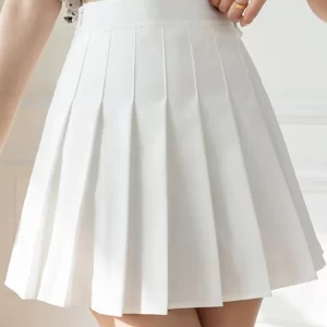 Women’s A-Line Pleated High-Waist Zipper Mini Skirt