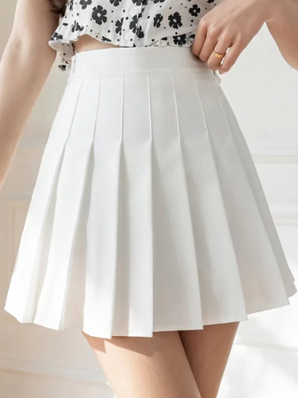 Women's A-Line Pleated High-Waist Zipper Mini Skirt