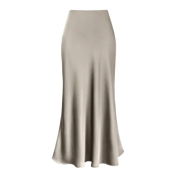 Elegant A-Line Elastic Waist Pleated Long Skirt