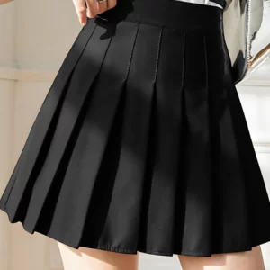 Women’s A-Line Pleated High-Waist Zipper Mini Skirt