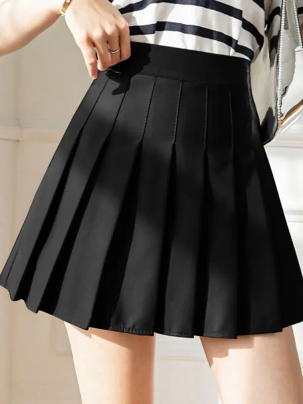 Women's A-Line Pleated High-Waist Zipper Mini Skirt