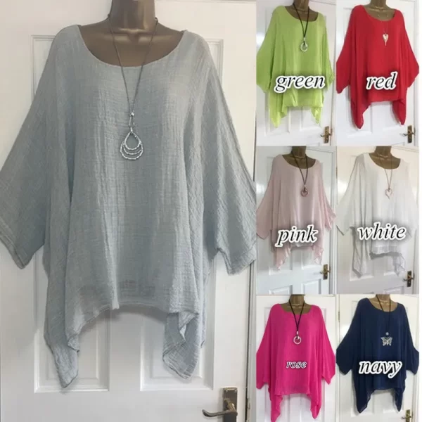 Batwing Sleeve Loose O-Neck 3/4 Sleeve Casual Elegance Top