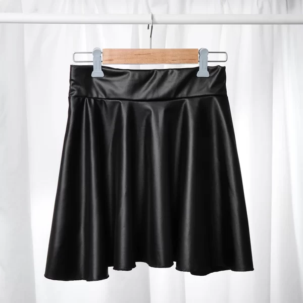 Women's High-Waist Elastic Faux Leather Mini Skirt