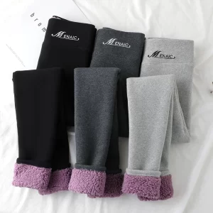 Plus-Size Women’s High-Waist Fleece-Lined Ribbed Leggings