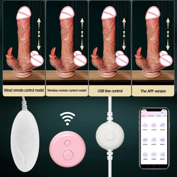 Thrusting APP Remote Dildo/Vibrator Realistic Penis with Suction Cup