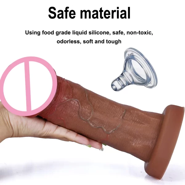 Unisex Huge Glans Realistic Soft Double Layer Dildo/Penis