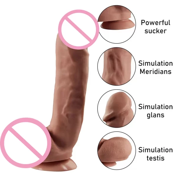 Female Soft Skin Silicone Realistic Penis Dildo with Suction Cup