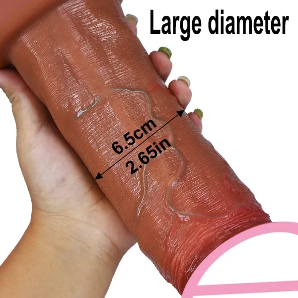 Unisex Huge Glans Realistic Soft Double Layer Dildo/Penis