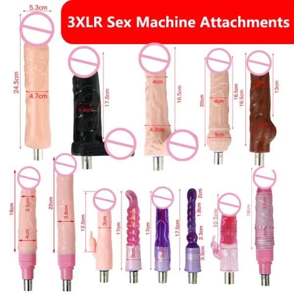 Dildo Attachments for Sex Machine with 3XLR Connectors