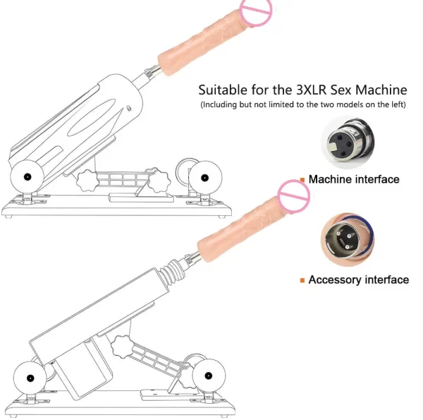 Dildo Attachments for Sex Machine with 3XLR Connectors