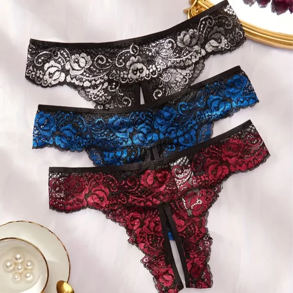 Women's Sexy Crotchless Lace Low-Waist Lingerie