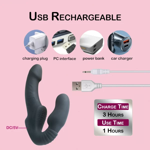 Unisex Strapless Strap-on Dildos Vibrator with Remote Control - Image 5