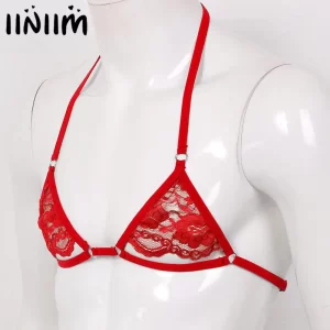 Men’s Sissy Lace Spaghetti Straps Wire-free Mini Bra