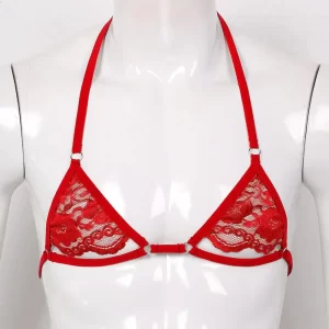 Men’s Sissy Lace Spaghetti Straps Wire-free Mini Bra