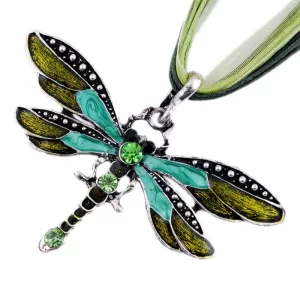 Crystal Dragonfly Pendant Necklace for Women