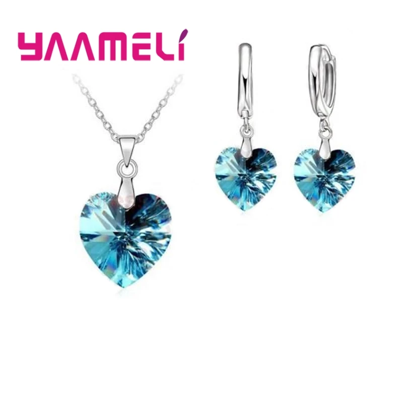 925 Sterling Silver Love Heart Shape Bridal Jewellery Set