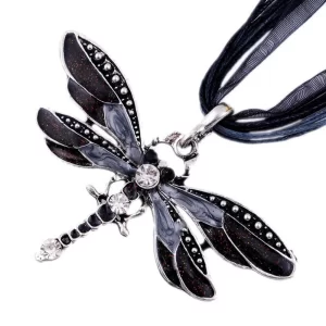 Crystal Dragonfly Pendant Necklace for Women