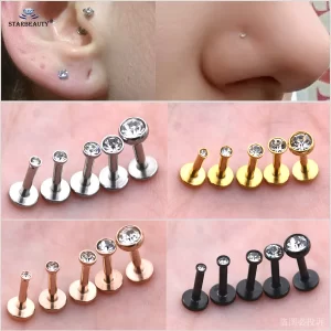 2Pcs Gem Nose Piercing Ear Piercing Set