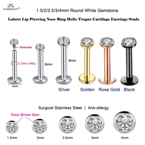 2Pcs Gem Nose Piercing Ear Piercing Set