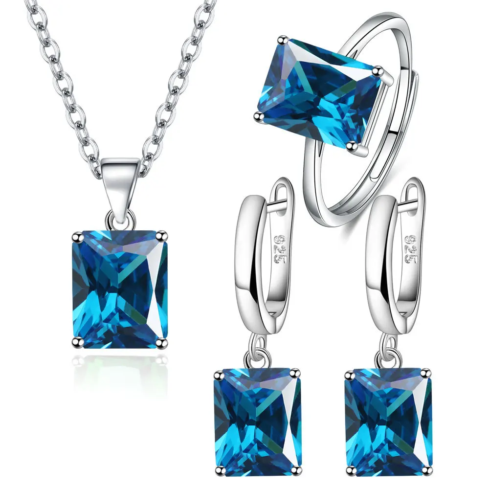Heart Zircon 925 Silver Jewellery Set