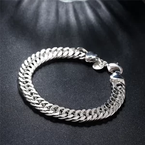 925 Sterling Silver Square Solid Chain Bracelet