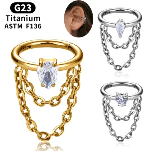 G23 Titanium Chained Hinged Septum Ring