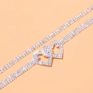 Heart Shape Cubic Zirconia Chain Anklet