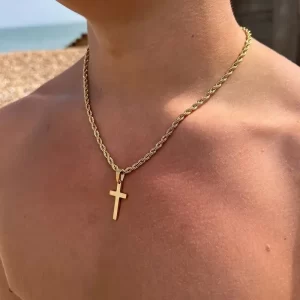 Unisex Stainless Steel Cross Pendant Necklace