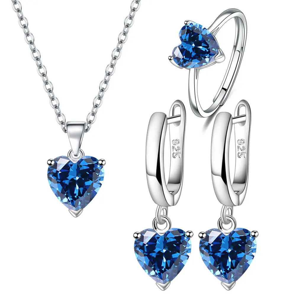 Heart Zircon 925 Silver Jewellery Set