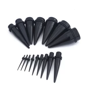2pcs Clear White Black Tunnel Ear Taper Plug Stretcher