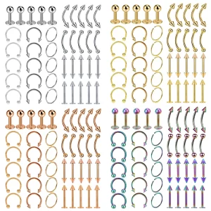 40-Pcs Surgical Steel Body Piercing Jewellery Set