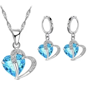 Sterling Silver Cubic Zircon Necklace Pendant Earrings Set
