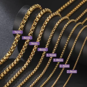 Unisex Long Stainless Steel Box Chain Necklace