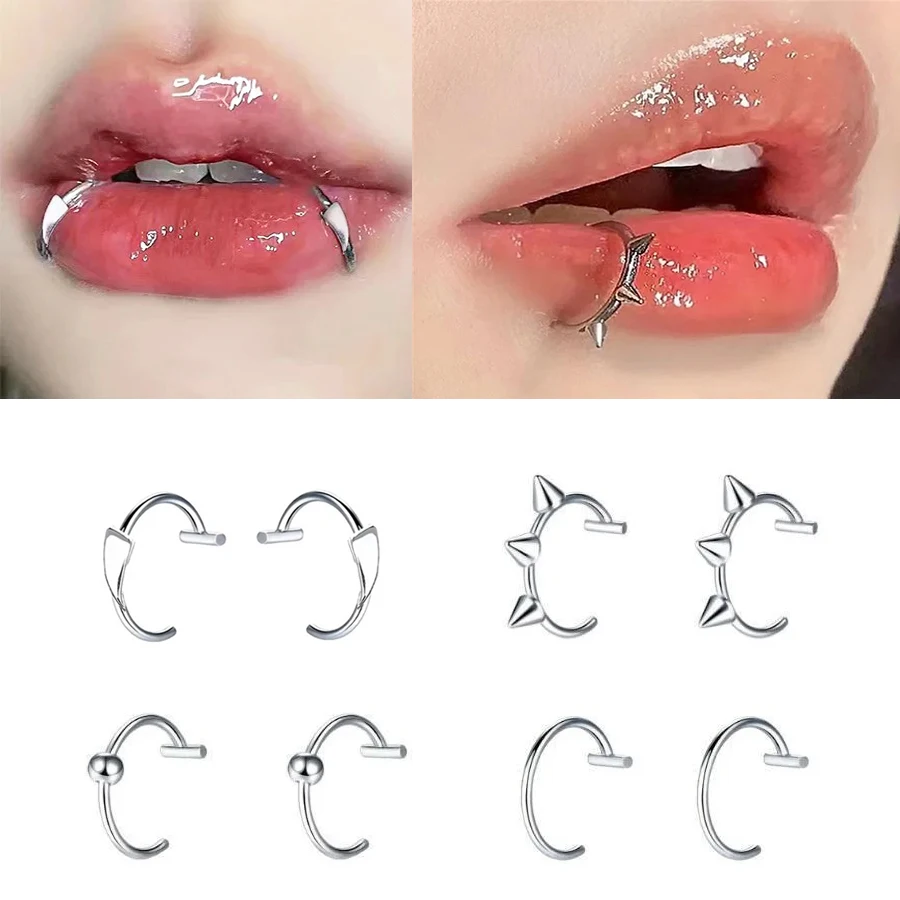 Unisex Stainless Steel Clip-on Fake Lip Rings