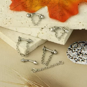 Stainless Steel Chain Lip Stud Detachable Piercing