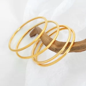 3 Pieces/lot Gold Plated Stainless Steel Bangles