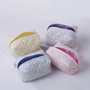 Floral Puffy Quilted Makeup Bag
