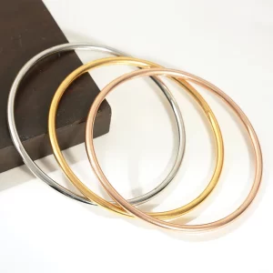 3 Pieces/lot Gold Plated Stainless Steel Bangles