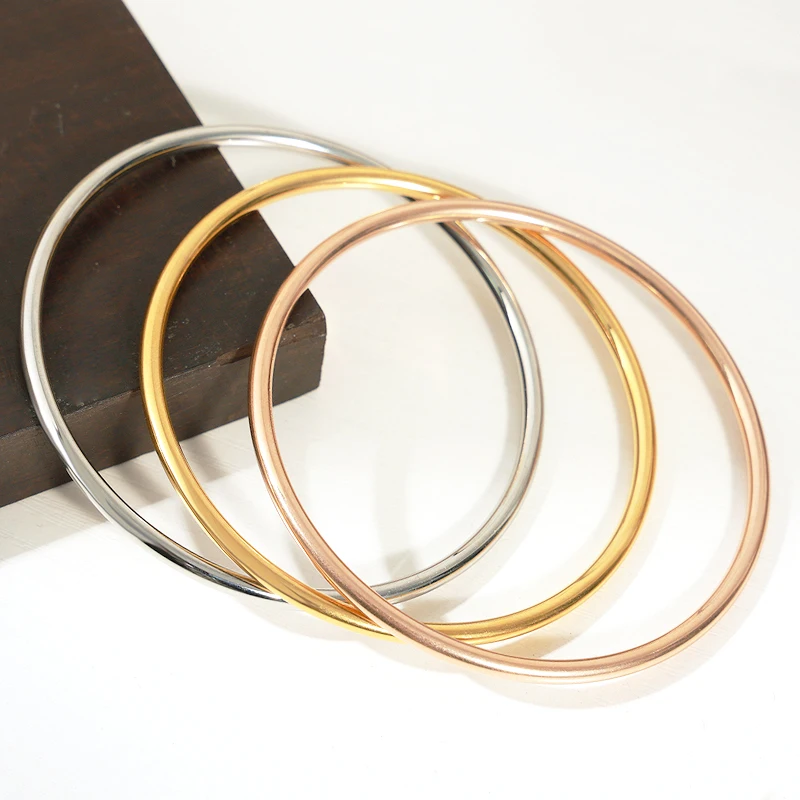 3 Pieces/lot Gold Plated Stainless Steel Bangles