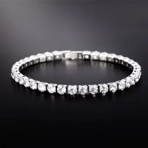 Unisex 4mm Cubic Zirconia Crystal Tennis Bracelet