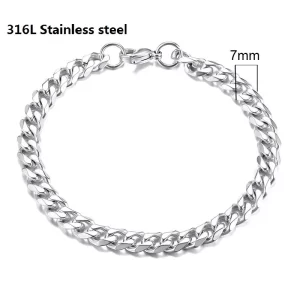 Unisex 316L Stainless Steel Cuban Chain Bracelet