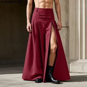 American Style Split Pleated Half Body Skirt