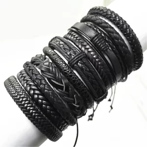 Unisex 10 Pcs/set Handmade Black Wrap Woven Bracelet