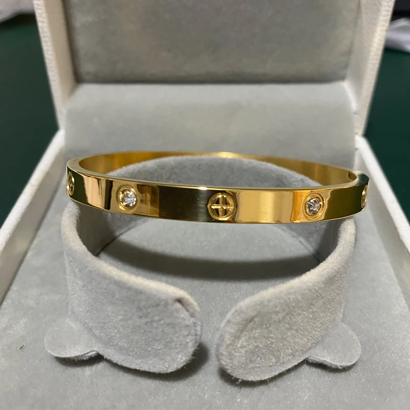 Stainless Steel Gold/Silver Colour Zircon Bangle