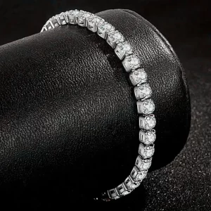 Unisex 4mm Cubic Zirconia Crystal Tennis Bracelet