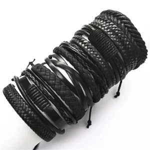 Unisex 10 Pcs/set Handmade Black Wrap Woven Bracelet