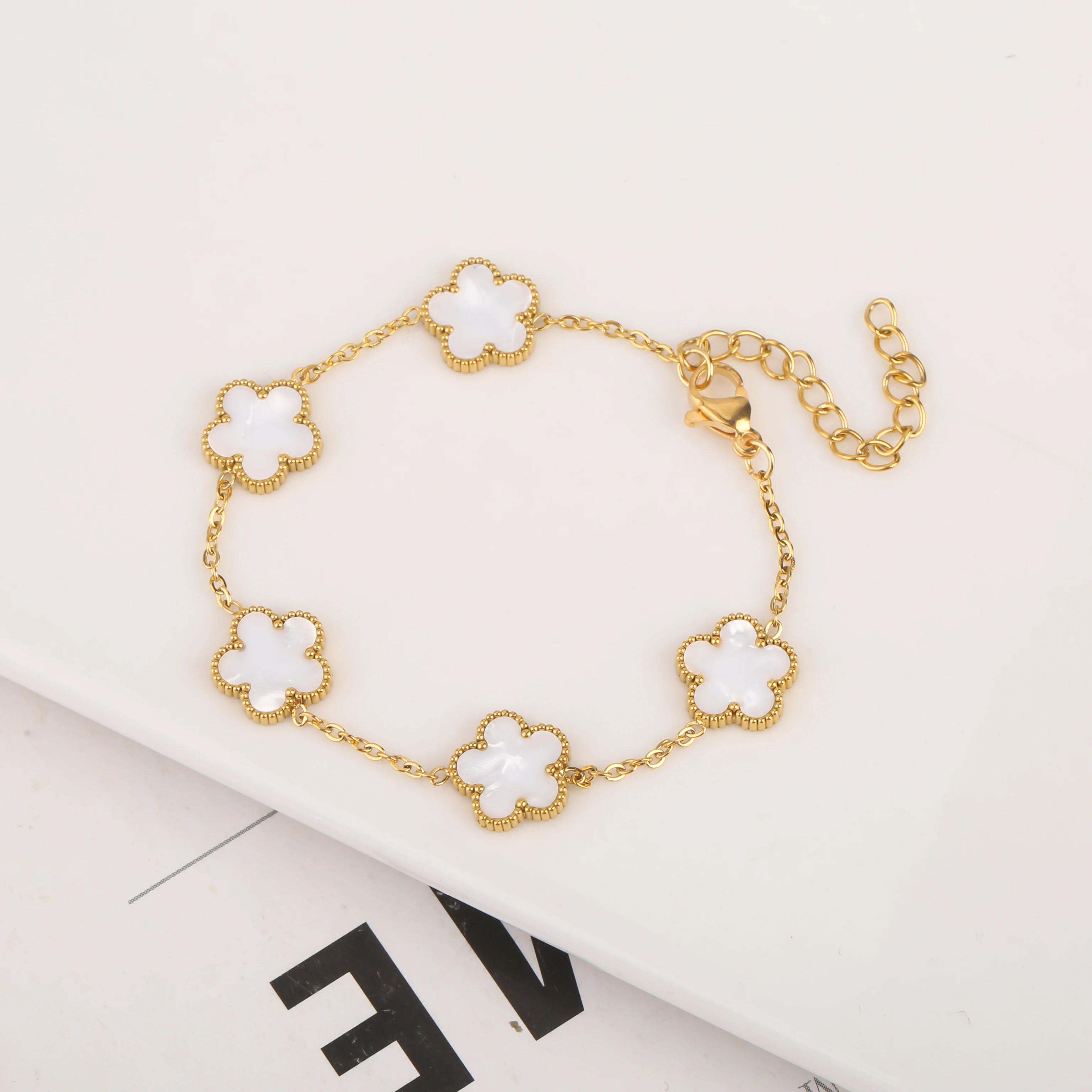 Adjustable Gold Plated Stainless Steel 316L Flower Bracelet